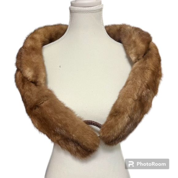 Vintage Rosheks du buque Womens Brown Mink Fur Wrap Scarf - Picture 2 of 11